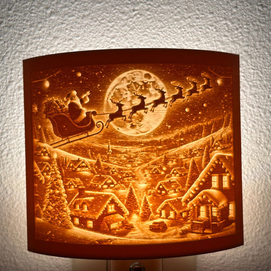 Santa and Flying Reindeer Night Light