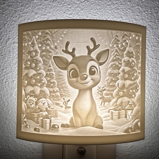 Reindeer with Christmas Trees Night Light