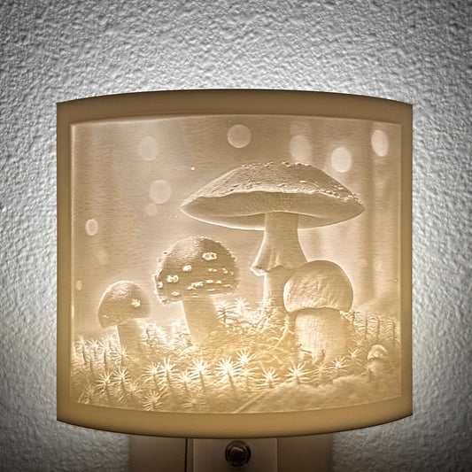 Mushrooms in a Forest Night Light