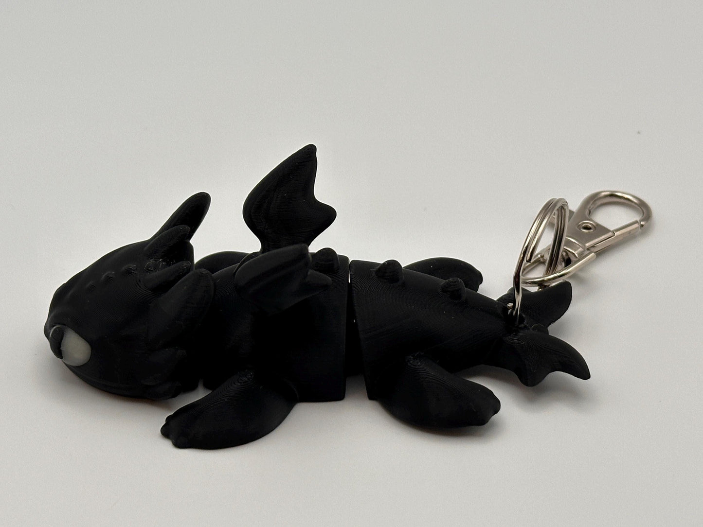 Flexi Dragon Keychain Black Dragon with Glow in the Dark Eyes