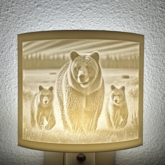 Bear with Cubs Night Light