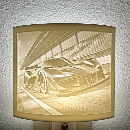 Race Car Night Light | Room Decor | Available in Beige or White