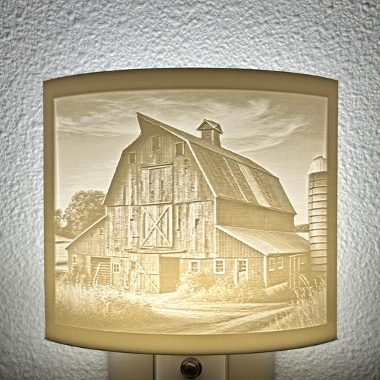Rustic Barn Night Light | Farmhouse Decor | Available in Beige or White