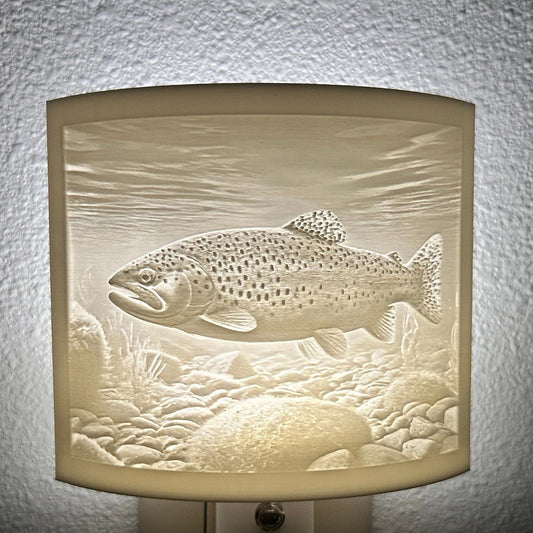 Trout Night Light – Fish Scene for Rustic Cabin or Lake House Décor
