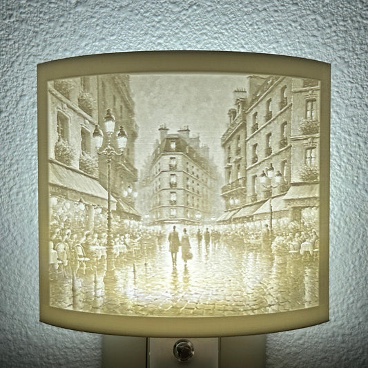 Paris Street Scene Night Light –Romantic Cityscape