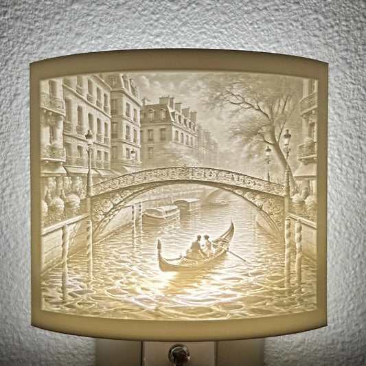 Venetian Gondola Scene Night Light – Romantic Canal Scene