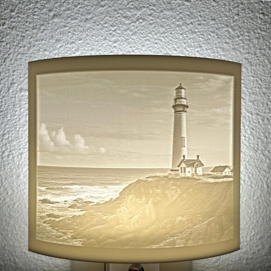 Lighthouse Night Light – Coastal Ocean Cliff Scene
