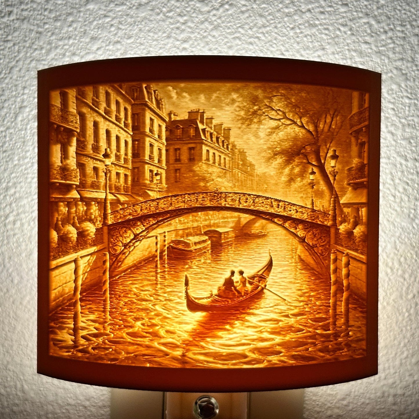 Venetian Gondola Scene Night Light – Romantic Canal Scene
