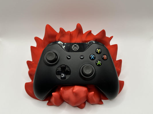 Flame-Themed Xbox or PlayStation Controller Holder – Gamer Desk Accessory – Choose Console & Color – Gift for Gamers