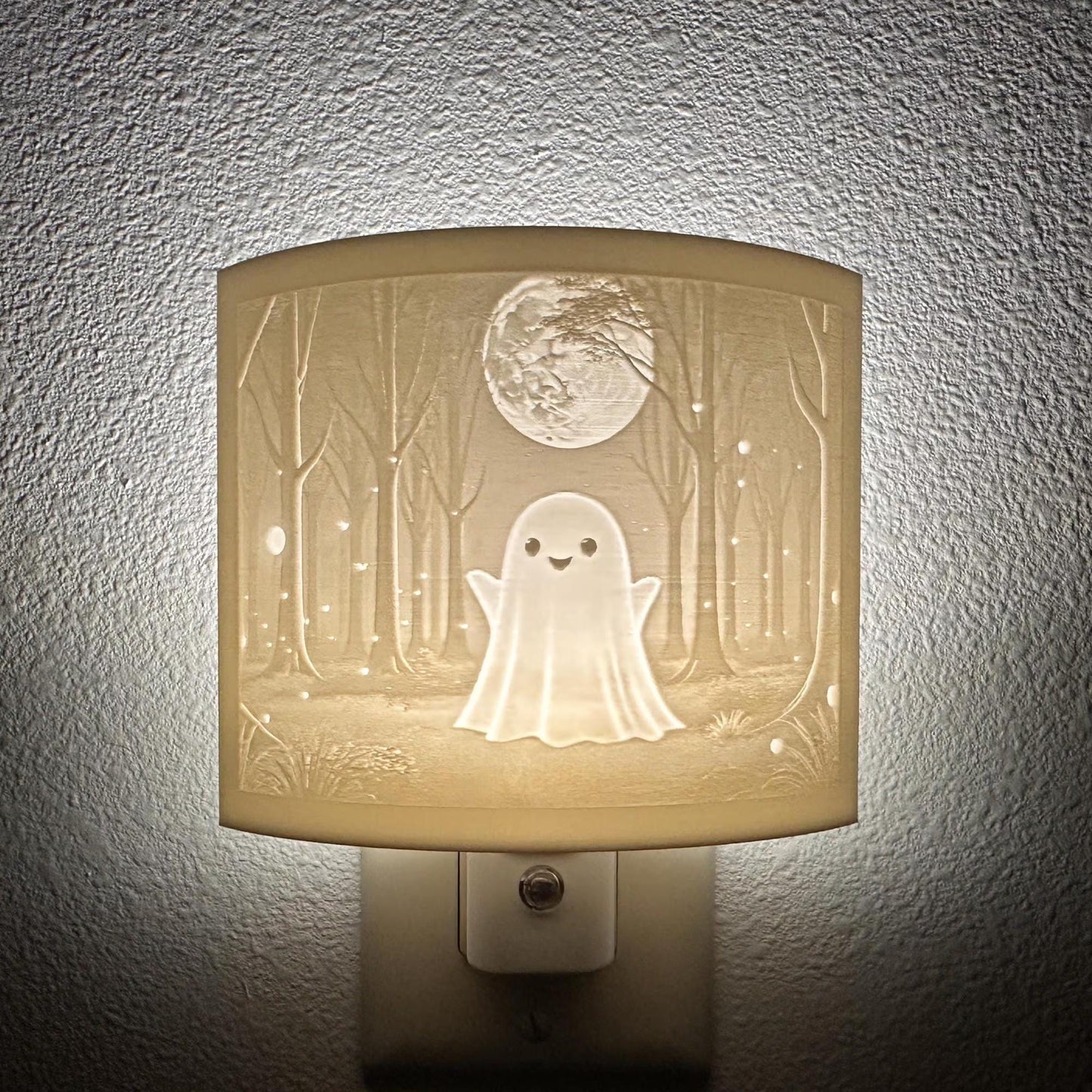 Friendly Ghost Night Light | Whimsical Halloween Home Decor | White or Beige
