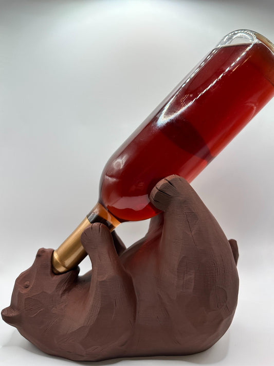 Bear Wine Bottle Holder | Rustic Cabin Bar Décor | Woodland Gift