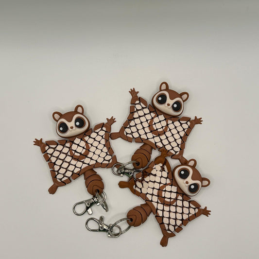 Flying Squirrel Keychain - Cute Animal Fidget Key Ring