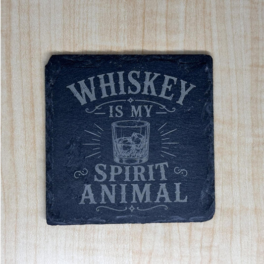 Whiskey Is My Spirit Animal Slate Coaster, Funny Whiskey Gift