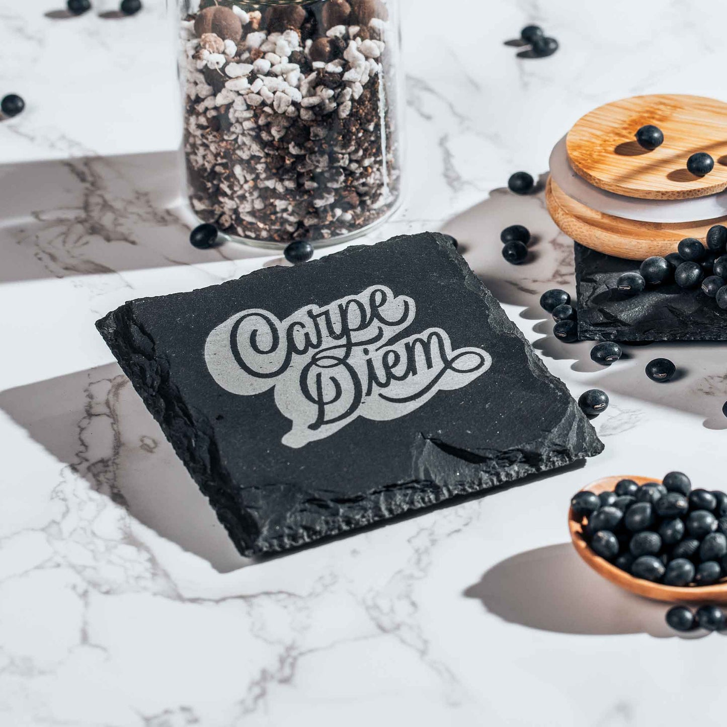 Personalized Engraved Slate Coaster Set