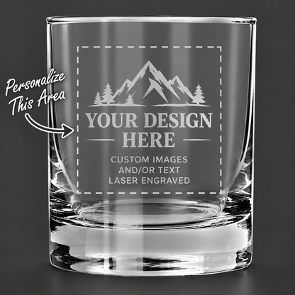 Personalized Laser Engraved Whiskey Glass - 11 oz. glass