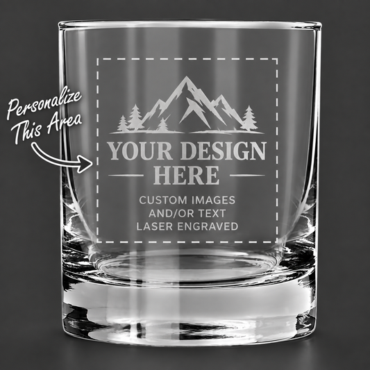 Personalized Laser Engraved Whiskey Glass - 11 oz. glass
