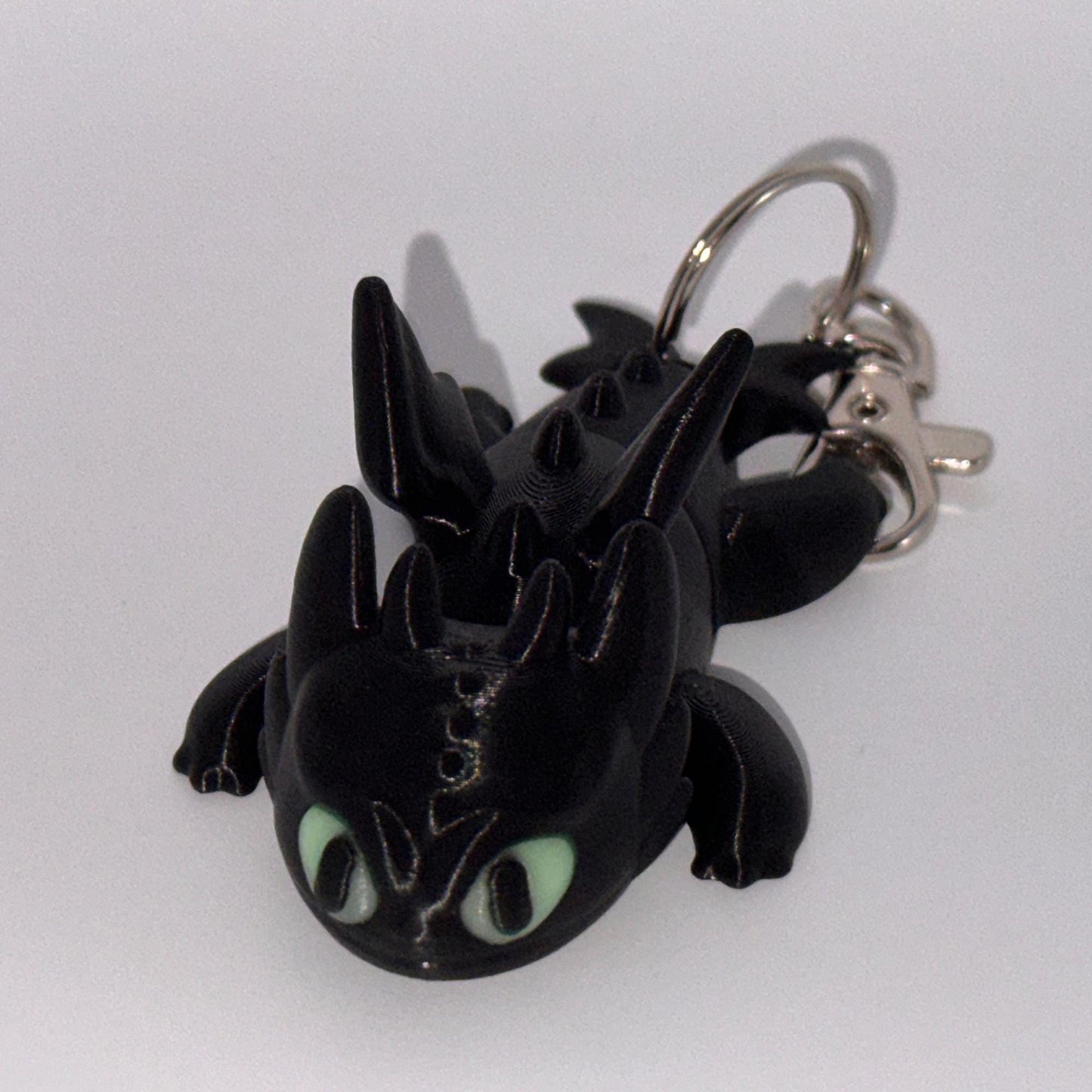 Flexi Dragon Keychain Inspired by How to Train your Dragon-Glow in the Dark Eyes