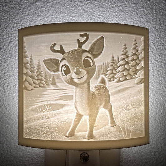 Christmas Collection Night Lights – Rudolph Standing in Snowy Forest