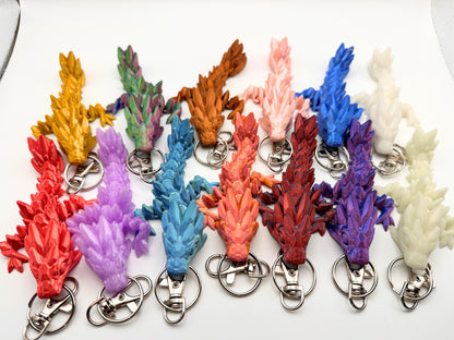 2 Articulated Dragon Fidget Keychains - Gem Stone style