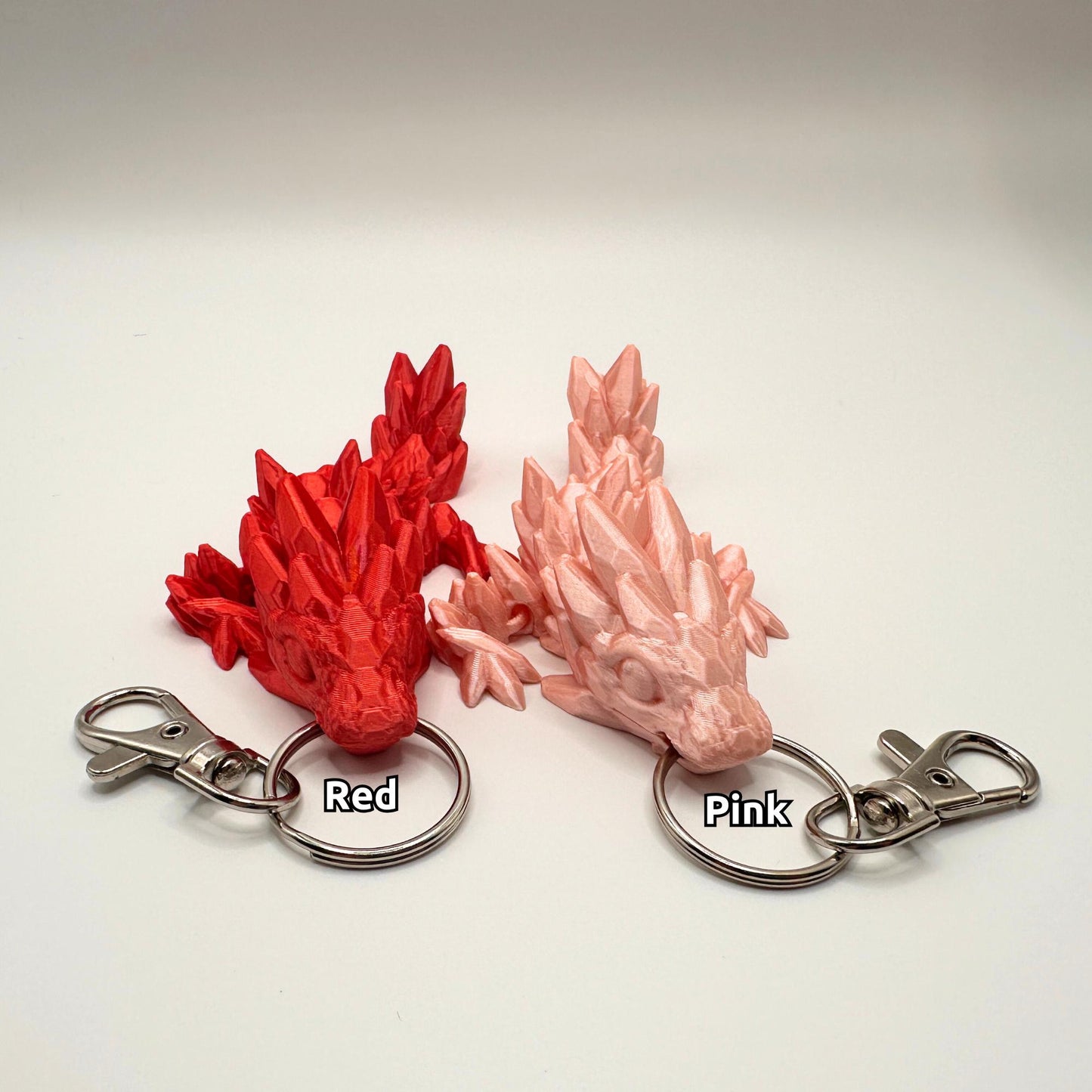 2 Articulated Dragon Fidget Keychains - Gem Stone style