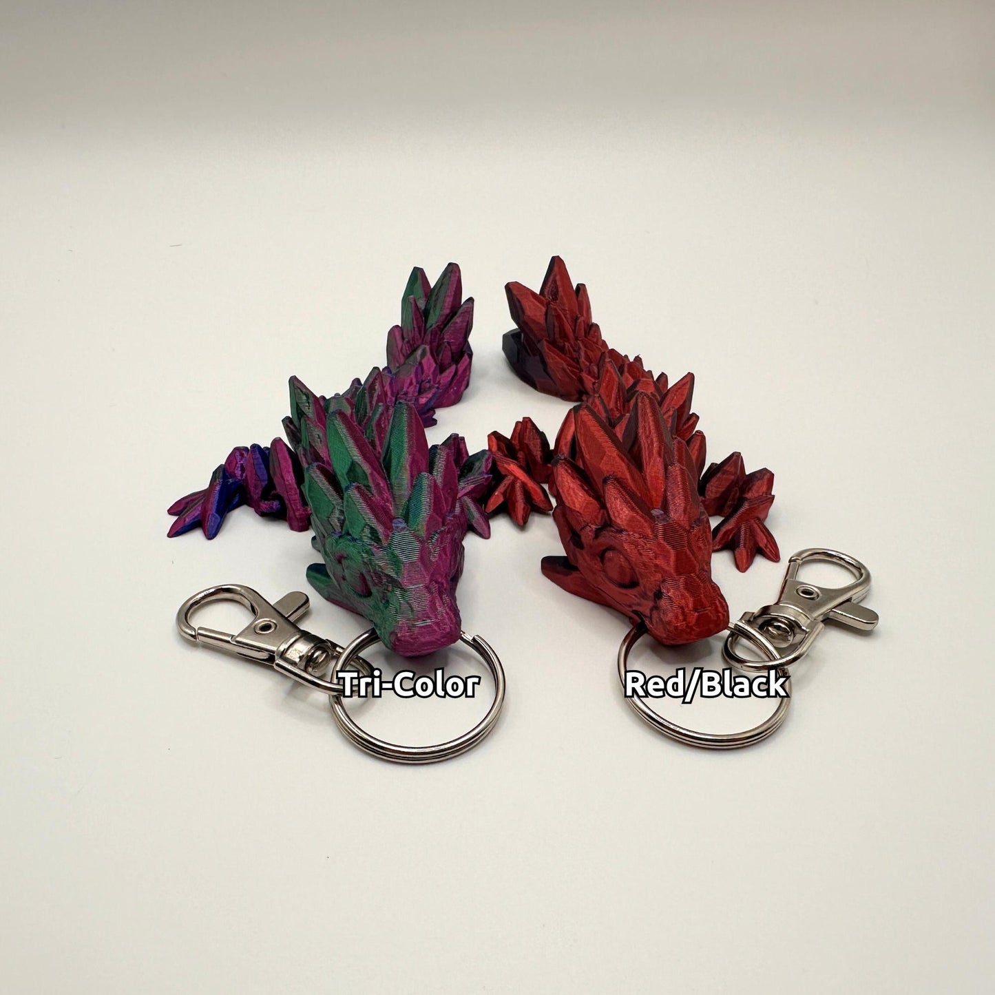 2 Articulated Dragon Fidget Keychains - Gem Stone style