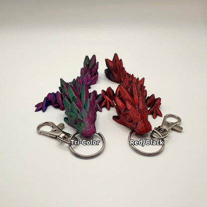 2 Articulated Dragon Fidget Keychains - Gem Stone style