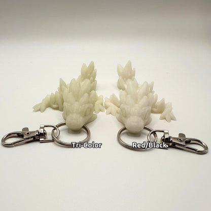 2 Articulated Dragon Fidget Keychains - Gem Stone style