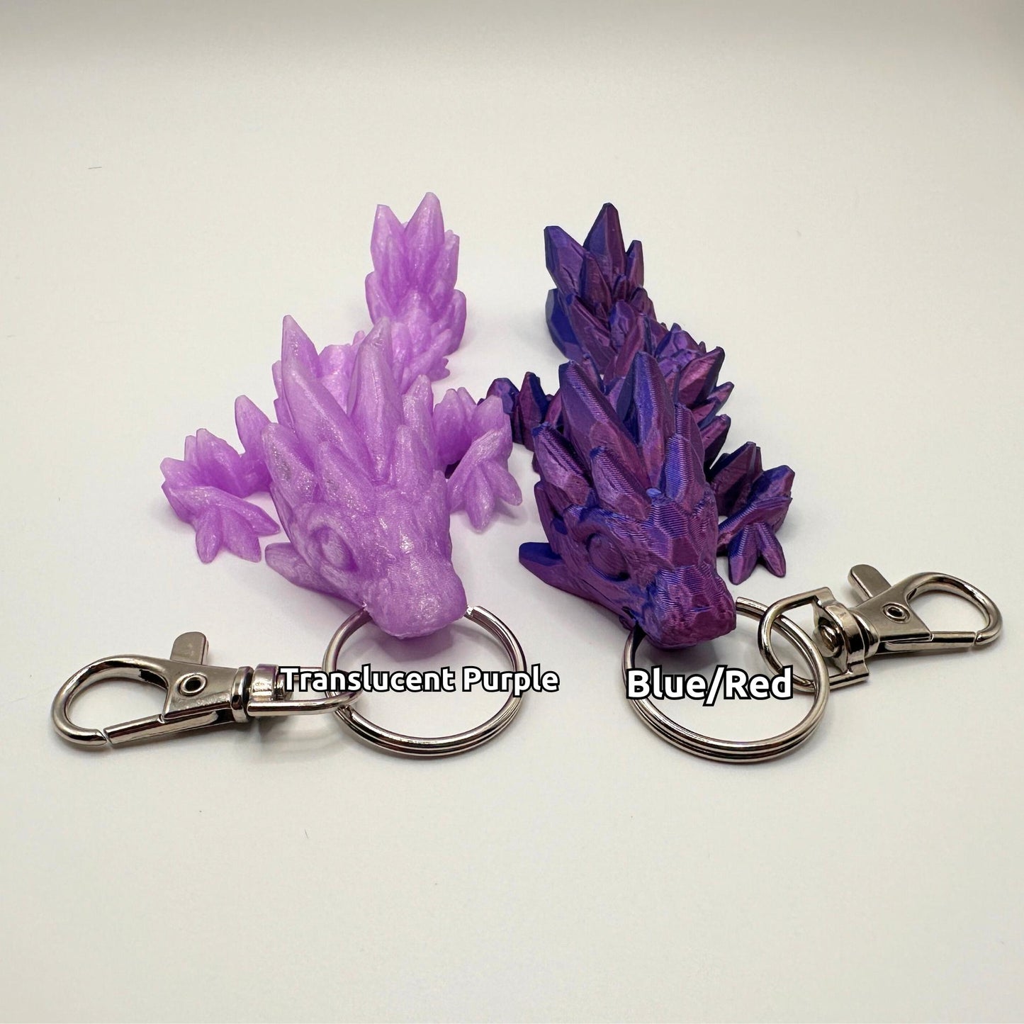 2 Articulated Dragon Fidget Keychains - Gem Stone style