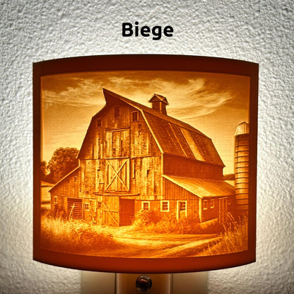 Rustic Barn Night Light | Farmhouse Decor | Available in Beige or White