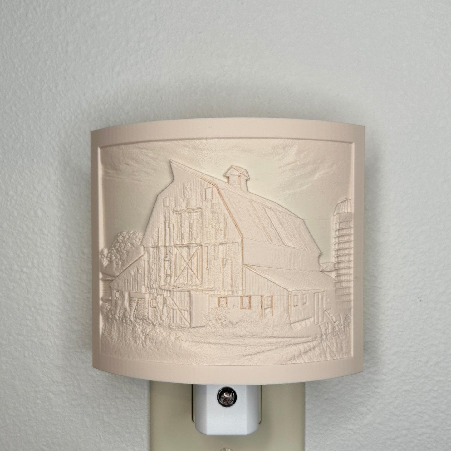 Rustic Barn Night Light | Farmhouse Decor | Available in Beige or White