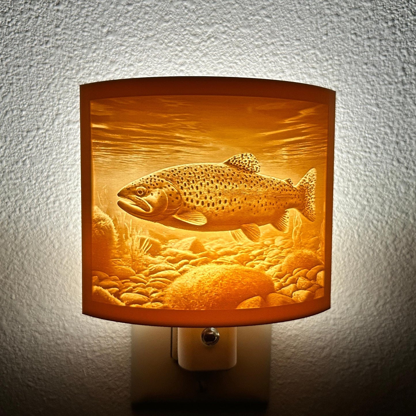 Trout Night Light – Fish Scene for Rustic Cabin or Lake House Décor