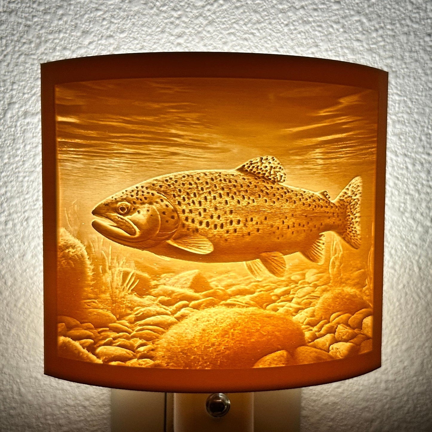 Trout Night Light – Fish Scene for Rustic Cabin or Lake House Décor