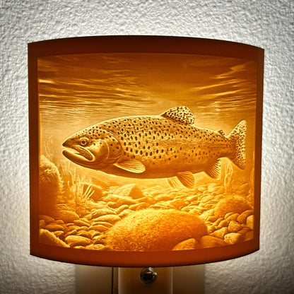 Trout Night Light – Fish Scene for Rustic Cabin or Lake House Décor