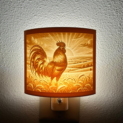 Rise and Shine Rooster Night Light – Farmhouse Decor, Rustic Country Charm
