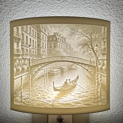 Venetian Gondola Scene Night Light – Romantic Canal Scene