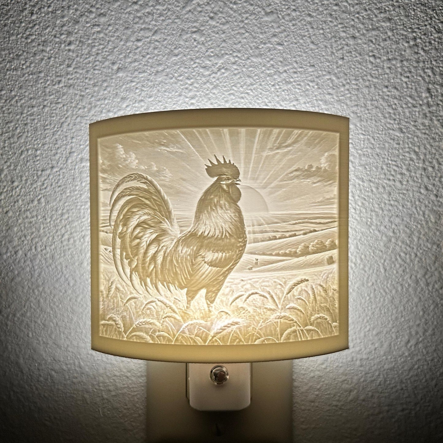 Rise and Shine Rooster Night Light – Farmhouse Decor, Rustic Country Charm