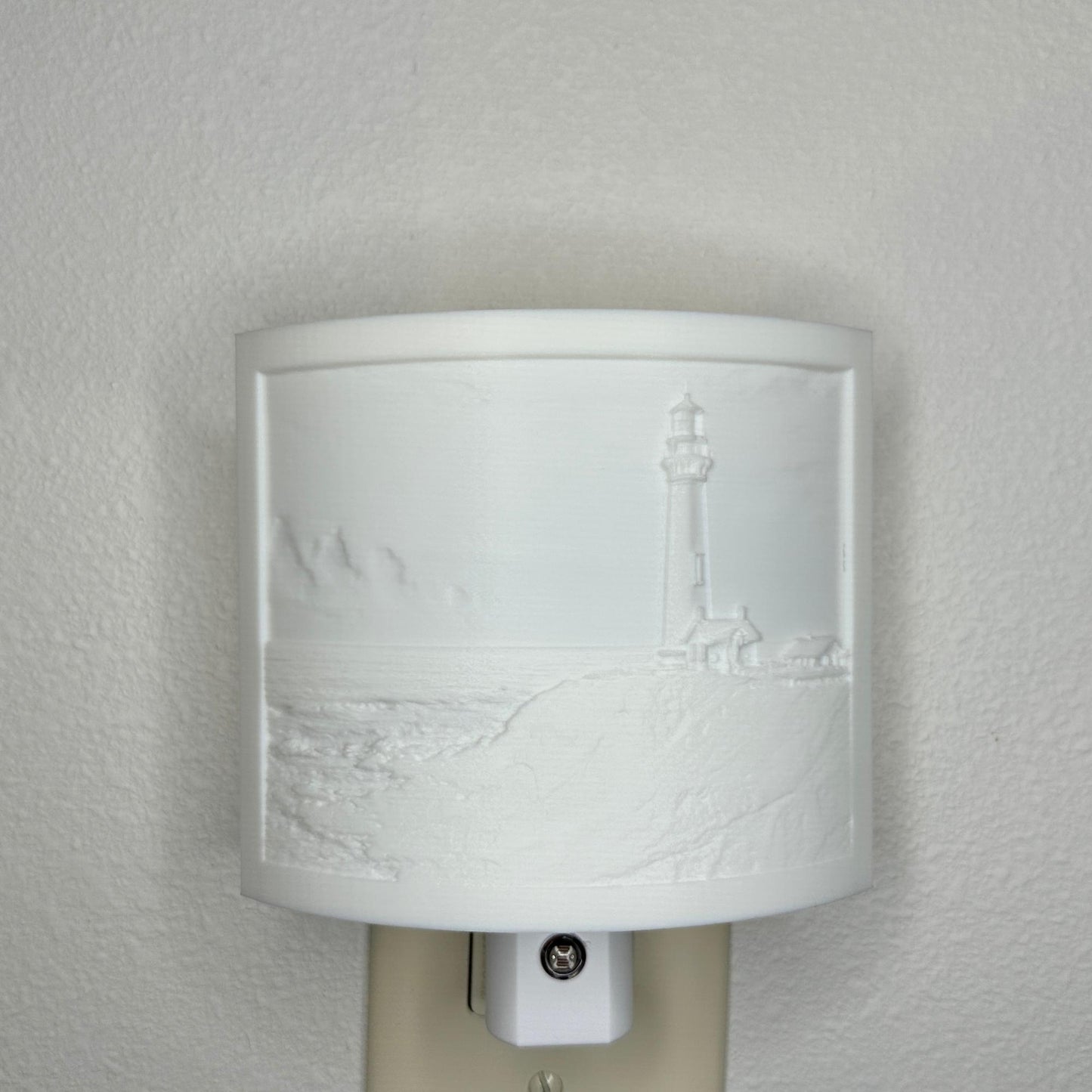 Lighthouse Night Light – Coastal Ocean Cliff Scene