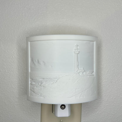 Lighthouse Night Light – Coastal Ocean Cliff Scene