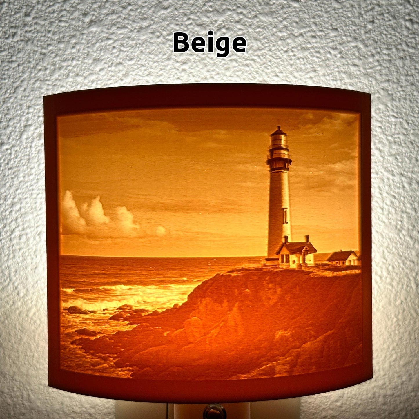 Lighthouse Night Light – Coastal Ocean Cliff Scene