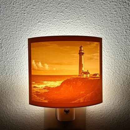 Lighthouse Night Light – Coastal Ocean Cliff Scene