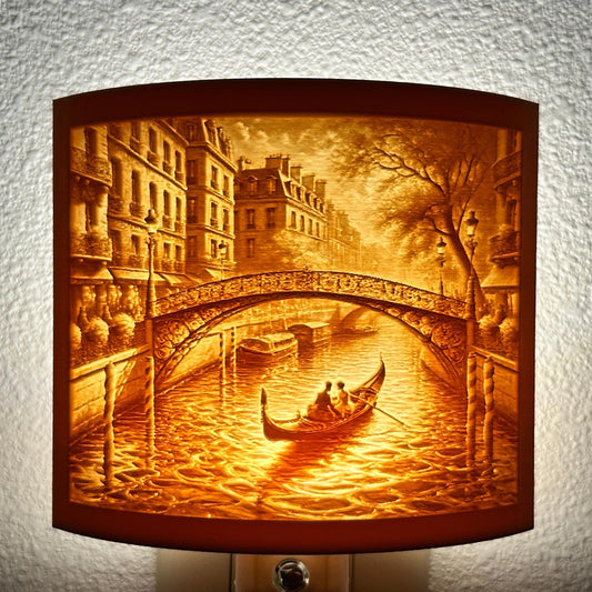 Venetian Gondola Scene Night Light – Romantic Canal Scene
