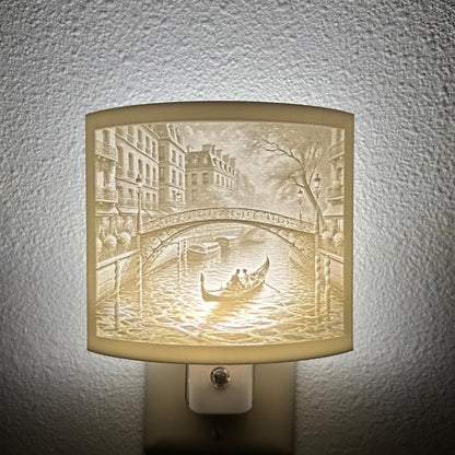 Venetian Gondola Scene Night Light – Romantic Canal Scene