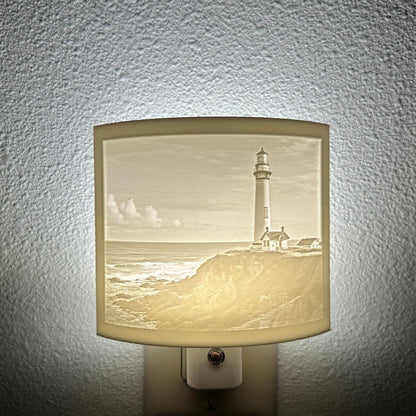 Lighthouse Night Light – Coastal Ocean Cliff Scene
