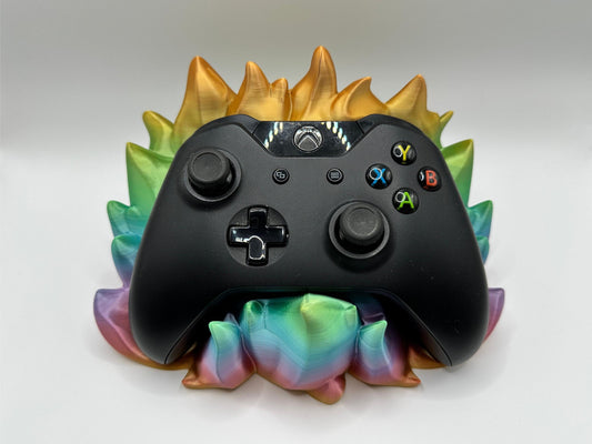 Flame-Themed Xbox or PlayStation Controller Holder – Gamer Desk Accessory – Choose Console & Color – Gift for Gamers