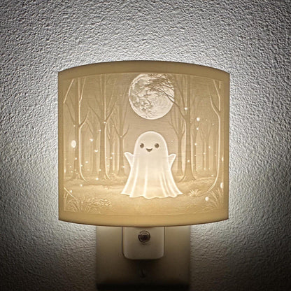 Friendly Ghost Night Light | Whimsical Halloween Home Decor | White or Beige