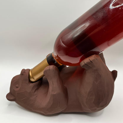 Bear Wine Bottle Holder | Rustic Cabin Bar Décor | Woodland Gift