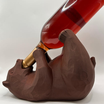 Bear Wine Bottle Holder | Rustic Cabin Bar Décor | Woodland Gift