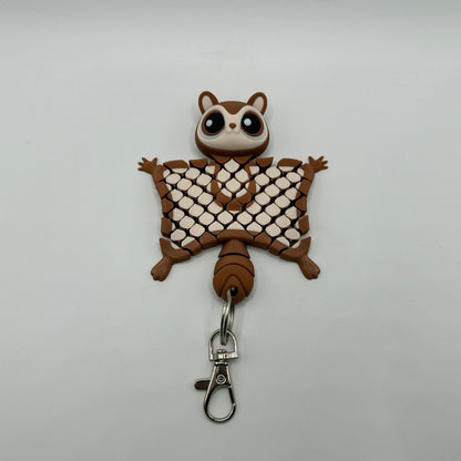 Flying Squirrel Keychain - Cute Animal Fidget Key Ring