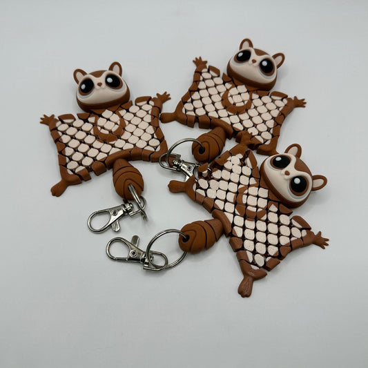Flying Squirrel Keychain - Cute Animal Fidget Key Ring