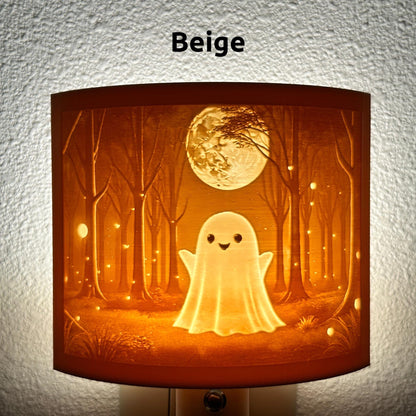 Friendly Ghost Night Light | Whimsical Halloween Home Decor | White or Beige
